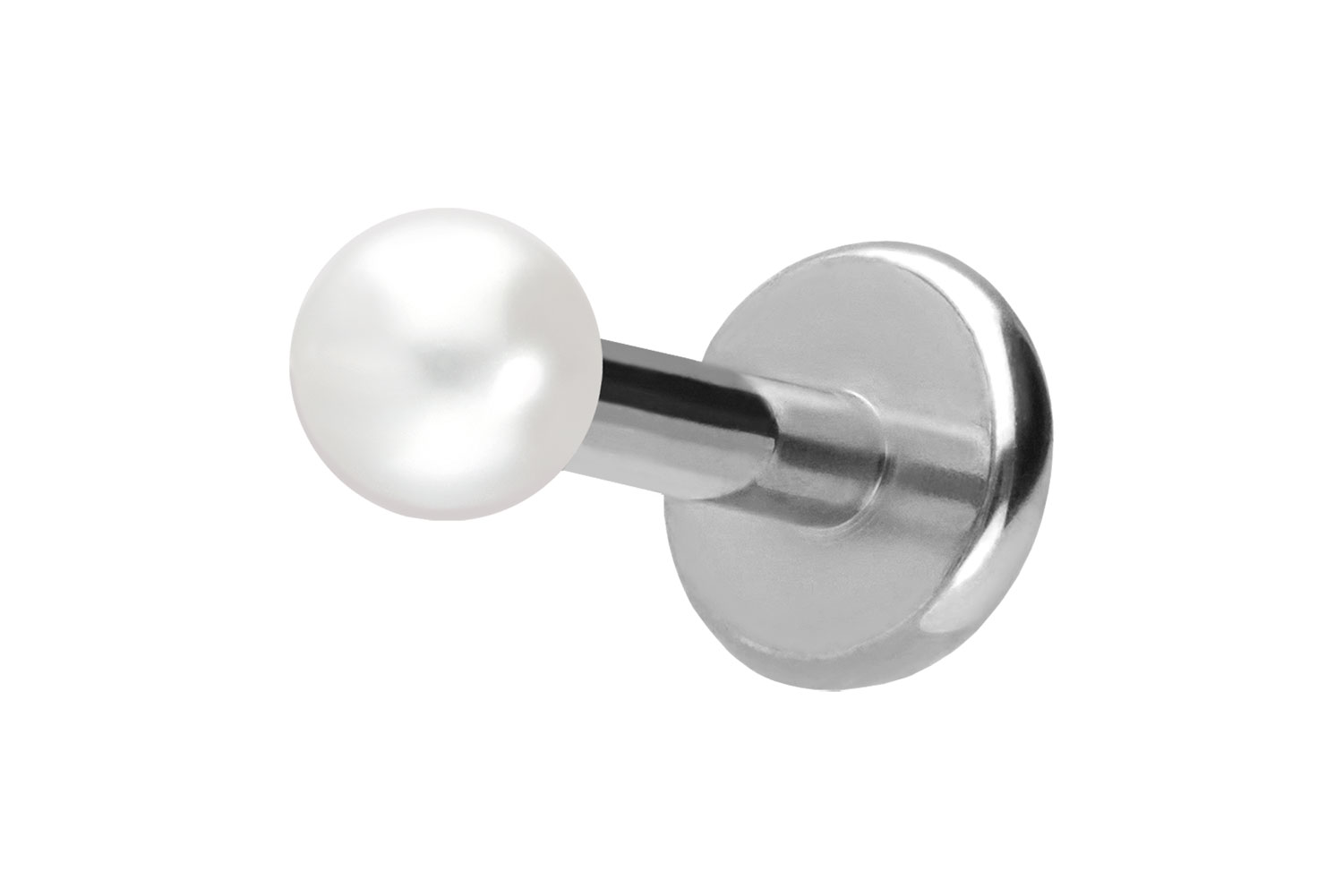 Titan Labret Piercing mit Push Fit SYNTHETISCHE PERLE